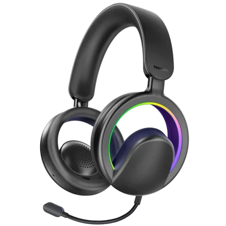 Promate Novon Ergonomic Over-Ear Wireless Headset with Built-In Mic - RGB - Black
