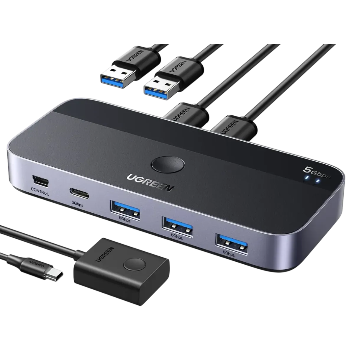 UGreen (15705) USB3.0 KVM Sharing Switch Box - 2 In 4 Out- Grey