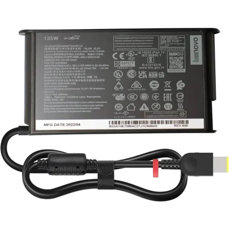 Lenovo (ADL135YSCC3A) Original Power Adapter for LegionP5, 20V 6.75A 135W, USB Yellow Pin - Black