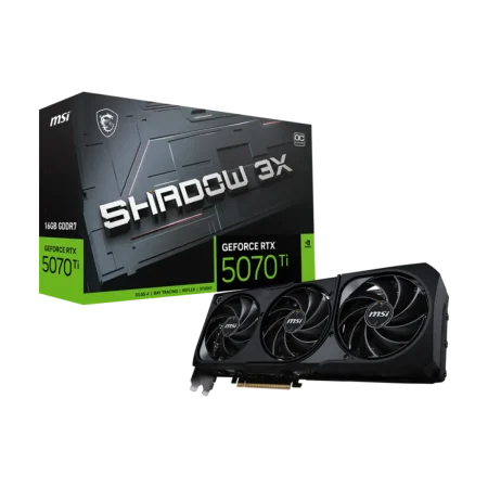 MSI (912-V531-097) NVIDIA GeForce RTX5070Ti 16Gb GDDR7 Shadow 3X OC Edition - 3Yrs - Black