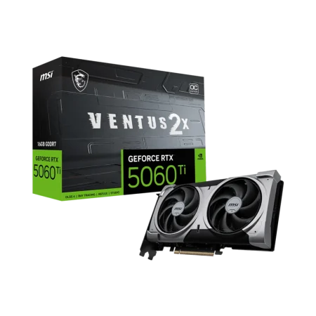MSI (912-V535-027) NVIDIA GeForce RTX5060Ti 16Gb GDDR7 Ventus 2X OC Plus Edition - 3Yrs - Black