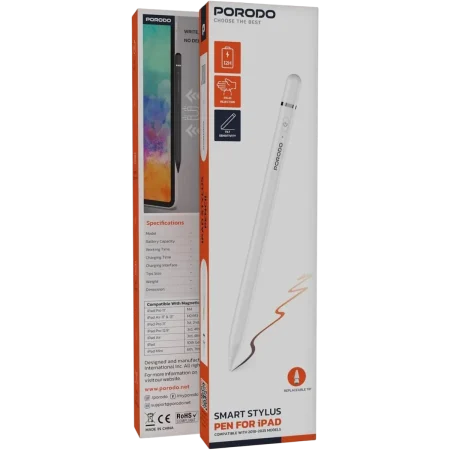 Porodo (PDWKZPO27WH) Magnetic Stylus Pen for Apple Ipad (2018-2024) - White