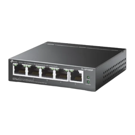 TP-Link (TL-SF1005P) 5-Port 10/100 Mb/s PoE-Compliant Unmanaged Switch - Black