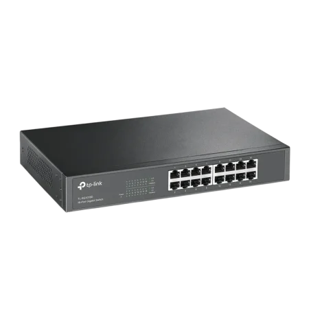 TP-Link (TL-SG1016D) 16-Port Gigabit Desktop or Rackmount Switch - Black Metal