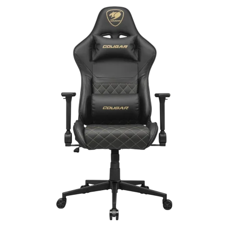 Cougar (3MAO2GLB.0001) Armor One V2 Ergonomic Adjustable Gaming Chair, PVC Leather - Gold on Black