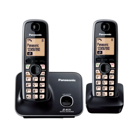 Panasonic (KX-TG3712SXB) 2.4GHz Digital Cordless Phone - Dual Handsets - Black