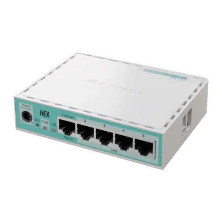 MikroTik (E50UG) hEX 5Port Gigabit Router - White