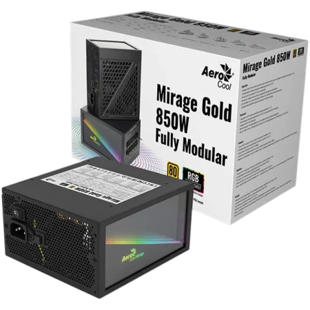 AeroCool Mirage Gold 850W Power Supply 80 Plus Gold - Fully Modular - ATX - Black