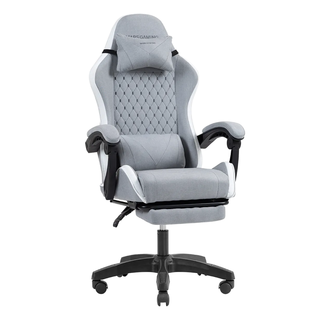 Mars (MGCXFGRW) Total Comfort Racing Fabric Gaming Chair - Grey/White