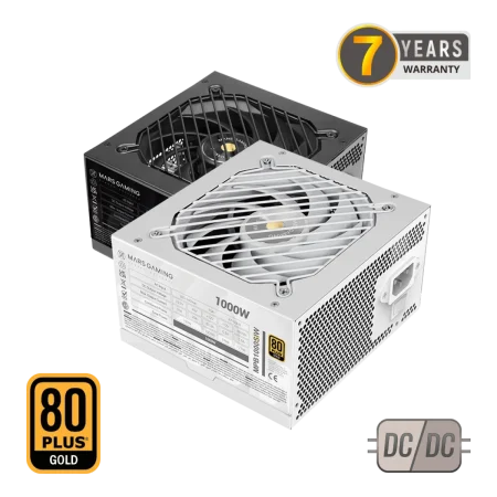 Mars Gaming (MPB1000SIW) 1000W Power Supply 80 Plus Gold - ATX - White