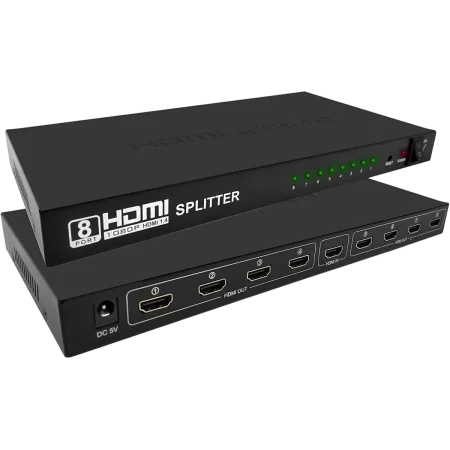 Hitec (8142) HDMI1.4b 1x8 Port Splitter - FHD 1080P - Black