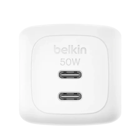 Belkin (WCA019KQWH) BoostCharge Wall Charger - Dual USB-C - 50W - White