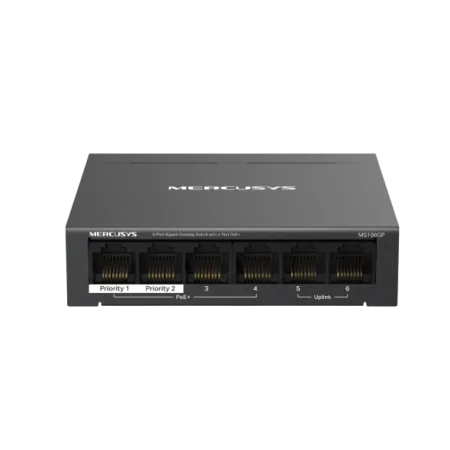 Mercusys by TP-Link (MS106GP) 6-Port Gigabit Desktop Switch - 4-Port PoE+ - Black