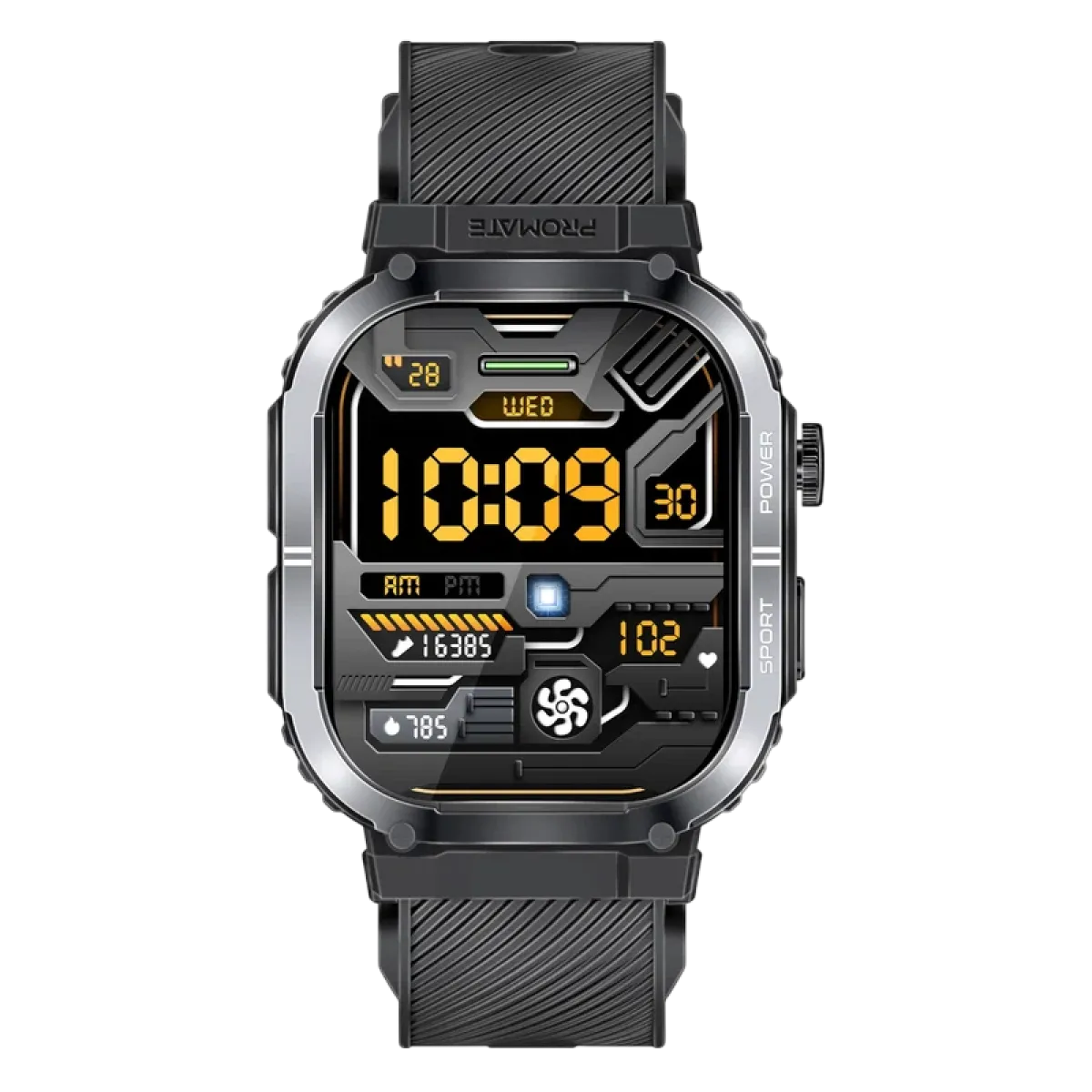 Promate (XWatch-SL) Tough-Built Smartwatch with BT Calling - Black