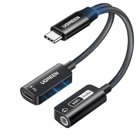 UGreen (25837) 2in1 USB-C to 3.5mm Female Jack Audio Adapter with Power Delivery - 25cm - Black