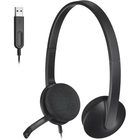 Logitech (981-000509) H340 Stereo Headset, USB - Noise Canceling - Black