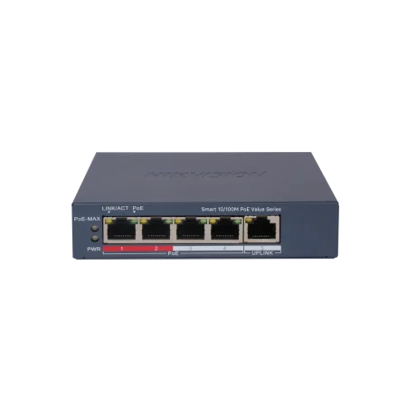 HikVision (DS-3E1105P-EI/M) 4-port 10/100 Mbps Ethernet Smart POE Switch - Black