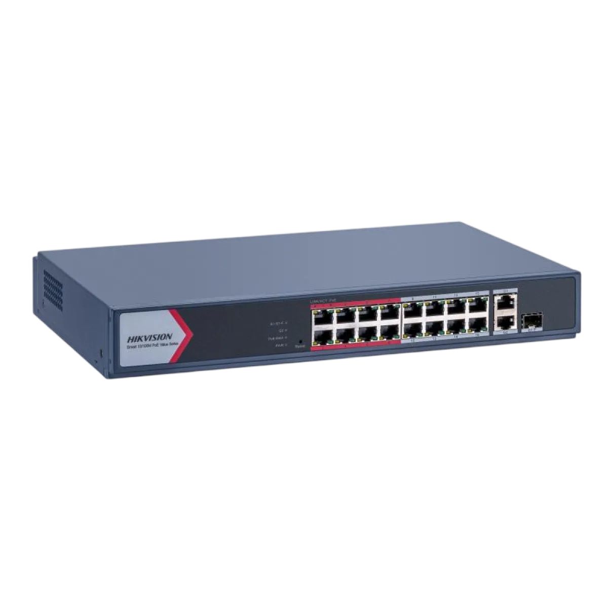 Hikvision (DS-3E1318P-EI/M) 16-Port Fast Ethernet Smart POE Switch - Grey