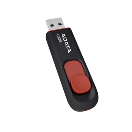 Adata (AC008-16G-RKD) C008 USB2.0 Flash Drive 16Gb - Retractable Sliding Design - Red/Black