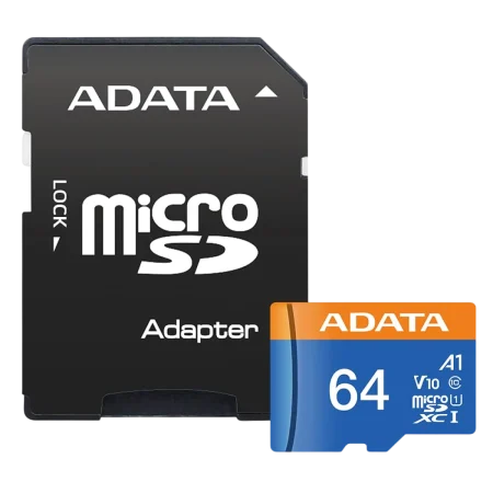 Adata (AUSDX64GUICL10A1-RA1) MicroSDXC 64Gb Memory Card - SD Adapter - Black