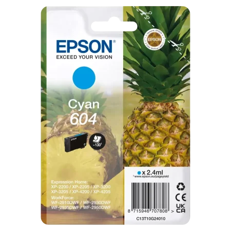 Epson (C13T10G24010) Genuine 604 Expression Home Cyan Ink - 2.4ml