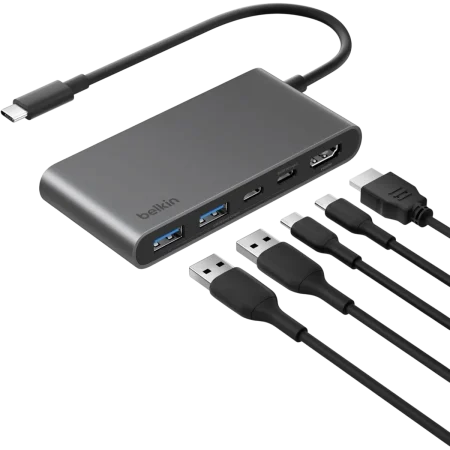Belkin (AVC022HQSGY) 5-Port USB-C Hub with Dual USB-C Ports - Grey